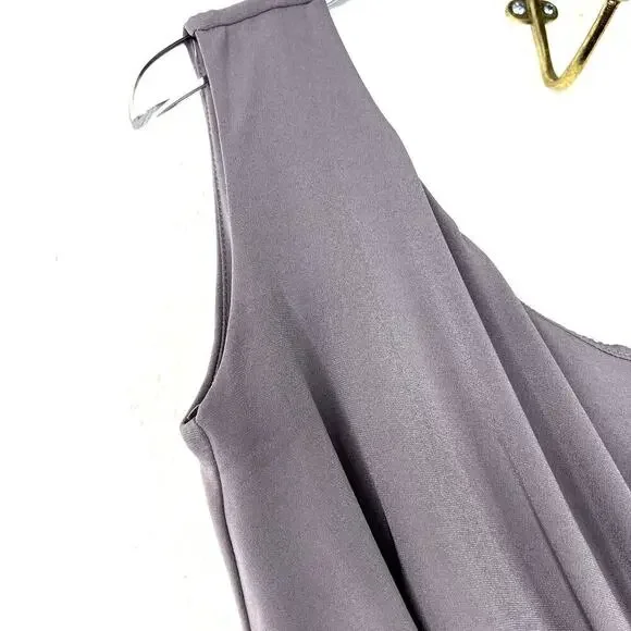 Nookie Aphrodite Gown One Shoulder Tie Waist High Slit XS Purple Gray Dress